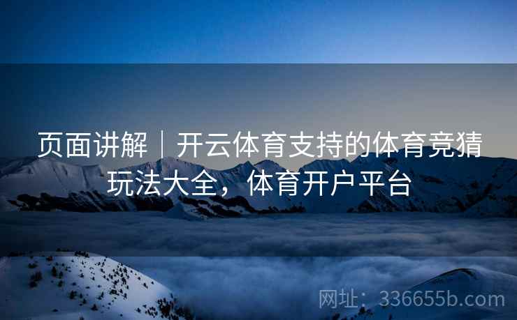 页面讲解｜开云体育支持的体育竞猜玩法大全，体育开户平台